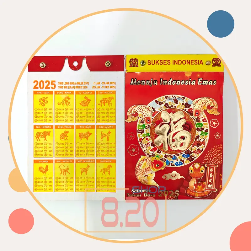 Set Kalender Sobek Harian Tahun 2025 Mini Board Jakarta / Kalender Jawa Arab China National / Khas Indonesia Emas / Wall Calender Chinesse 5