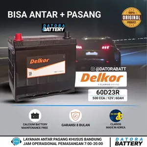 Aki kering Mobil Delkor 60D23R / 55D23R 500 CCA 12 V 60 Ah Dodge Journey , Glory580 , Camry HYBRID