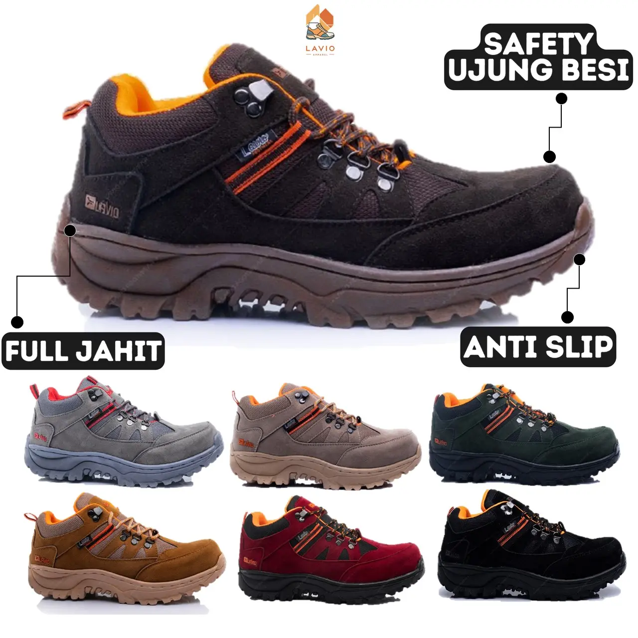 Sepatu Safety Hiking Outdoor Anti Slip Full Jahit Original Geneva Low