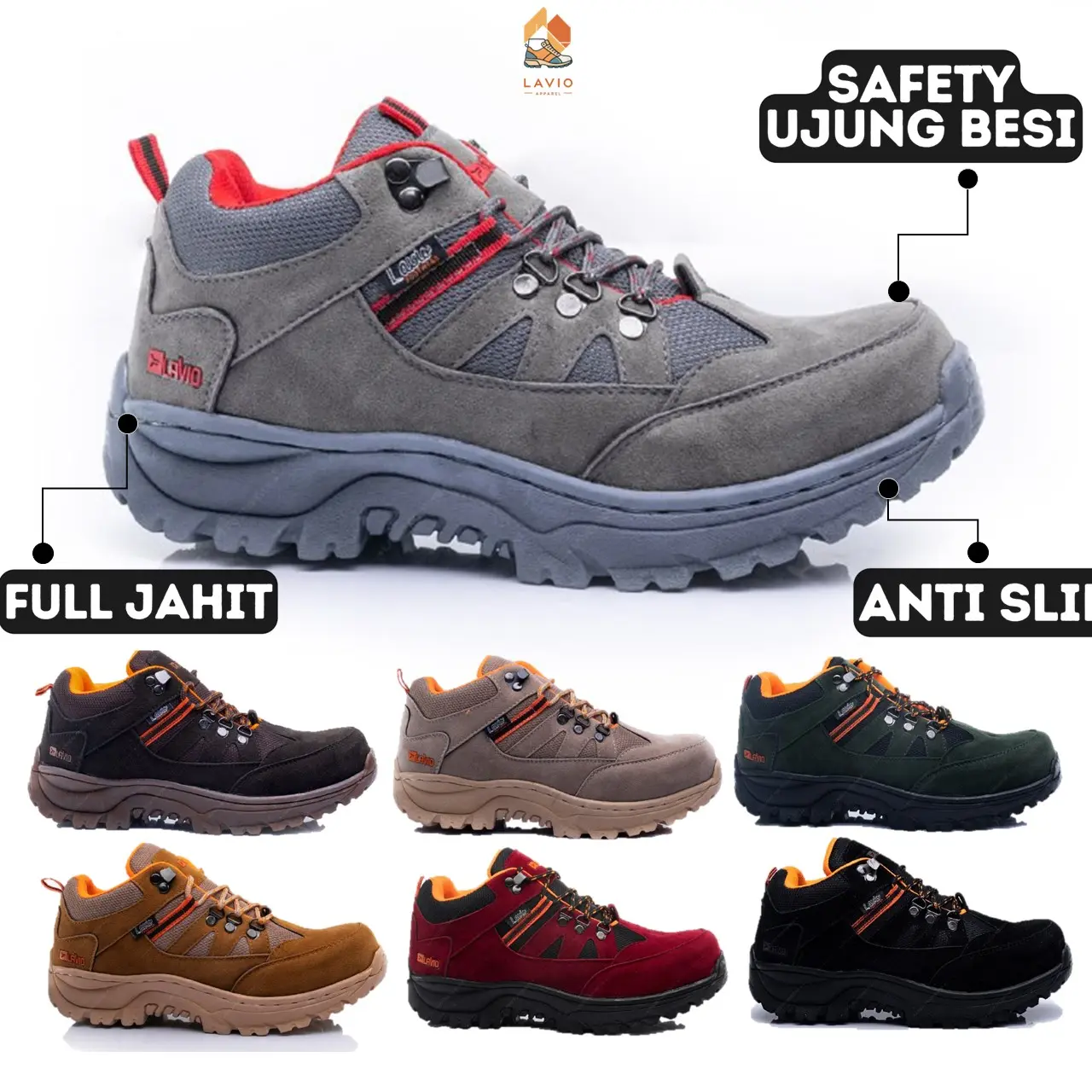 Sepatu Safety Keren Hiking Outdoor AntiSlip Full Jahit Original Geneva