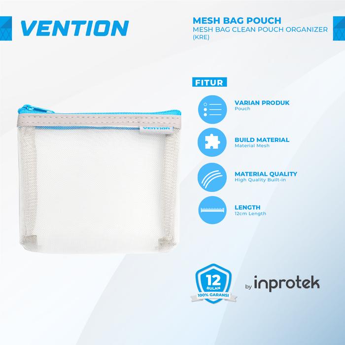 Gambar Vention Mesh Bag Zipper Storage Pouch Travel Organizer Bag Nylon - 2pcs dari Inprotek Kota Administrasi Jakarta Barat Tokopedia