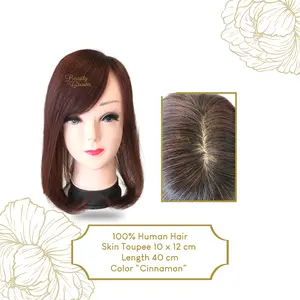 Skin Toupee 100% Human Hair Wig Rambut Asli 40 cm - Beauty Crown