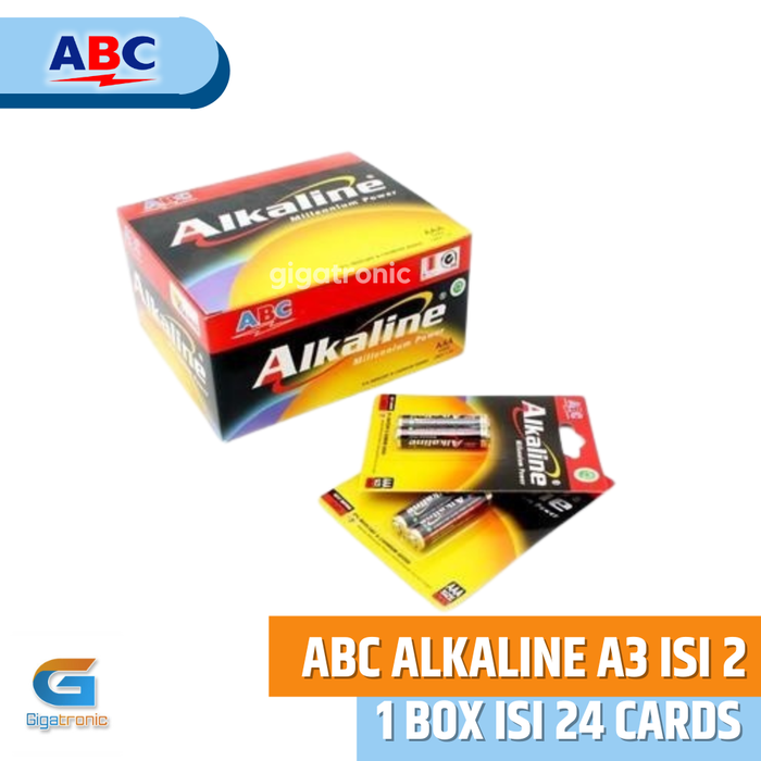 Jual Baterai ABC Alkaline A3 AAA isi 2 / 1 box isi 24 card