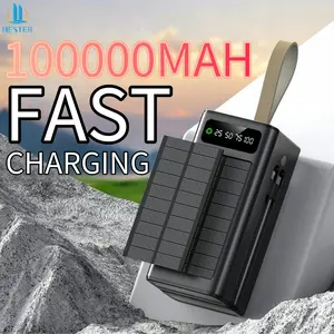 Hester power station solar power bank 100000mah powerbank 100000mah solar power bank original asli robot awet tahan lama power bank fast charging 4USB ports