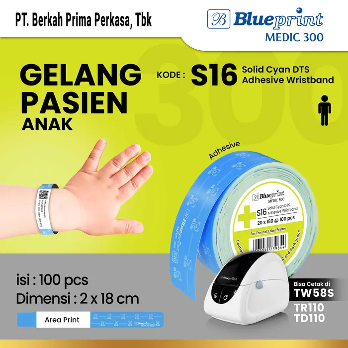 Gambar Gelang Pasien Anak Rumah Sakit 20x180 mm BLUEPRINT Medic 300 - Pink Biru - Cyan dari Blueprint Indonesia Kota Administrasi Jakarta Utara 3 Tokopedia