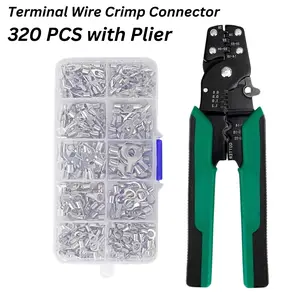 Skun Kabel Bulat Y Garpu Set Tang Crimping Terminal Wire Crimp Connector kabel Kit 320 PCS Plier