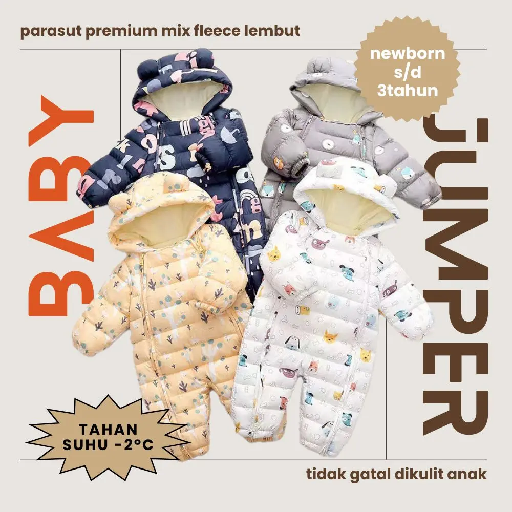 Jaket Hangat Bayi Baby Winter Jumper Overall Super Tebal Usia 0-4Tahun