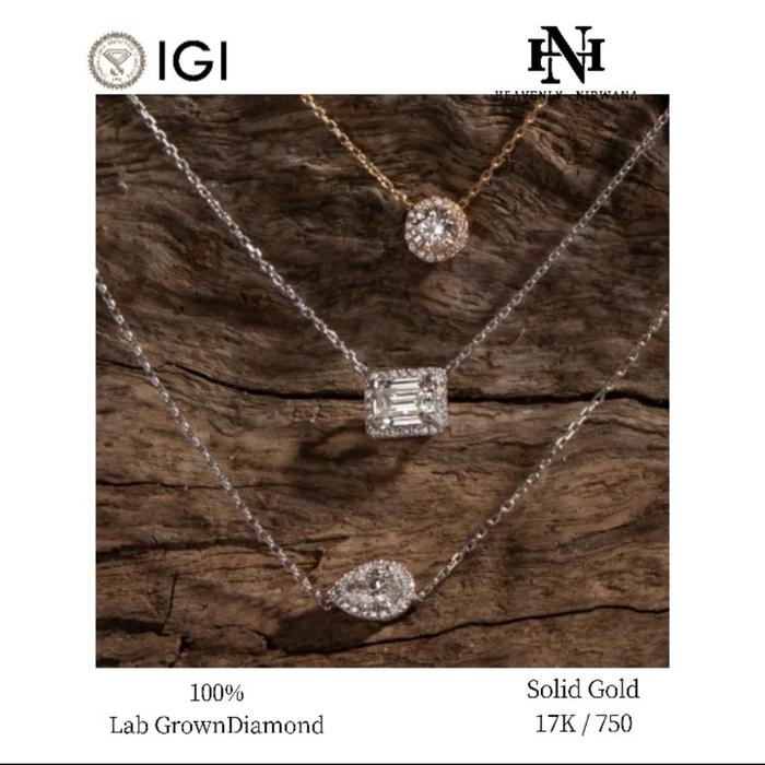 Gambar Heavenly Lab Grown Diamond - Halo Pendant 18K Gold. CVD IGI / GIA cert - 1ct EF VS1 dari HeavenlyNirwana Kab. Tangerang Tokopedia