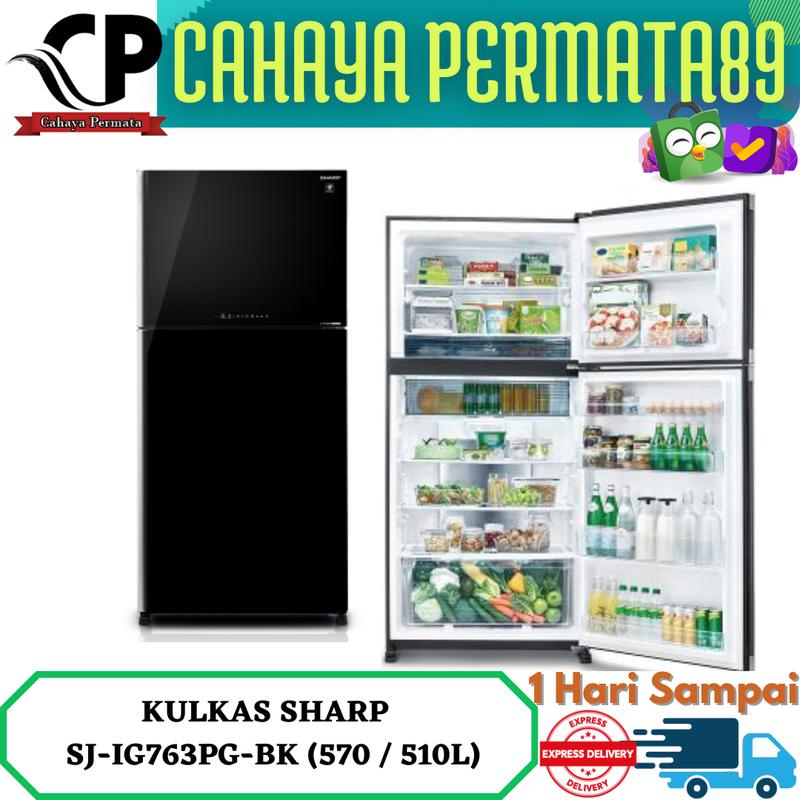 Kulkas Sharp SJ-IG763PG-BK Kulkas 2 Pintu Mega Freezer J-Tech Inverter ...