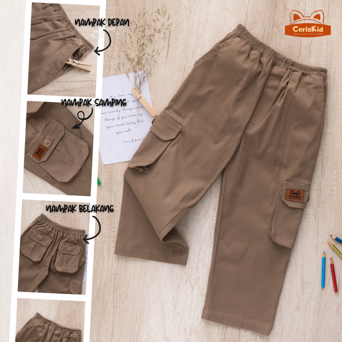 Gambar [Ceriakid] Celana Anak Laki laki dan Perempuan Cargo Chino Taktikal  0-9 tahun -denver dari ck bajuanak Kota Cimahi Tokopedia