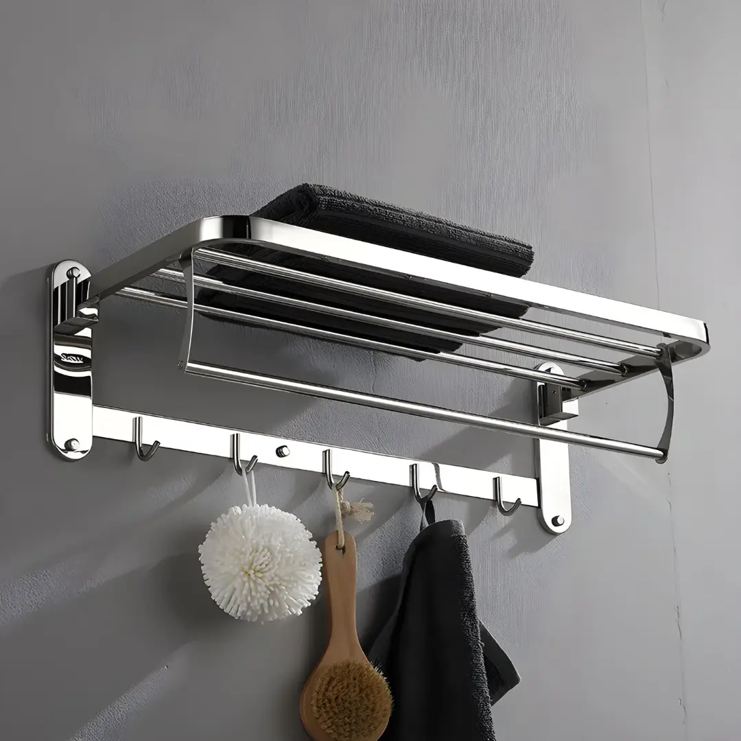 GANTUNGAN Rak Handuk Dinding Kamar Mandi Stainless FLUSSO | Rak Handuk Kamar Mandi | Gantungan Handuk Kamar Mandi