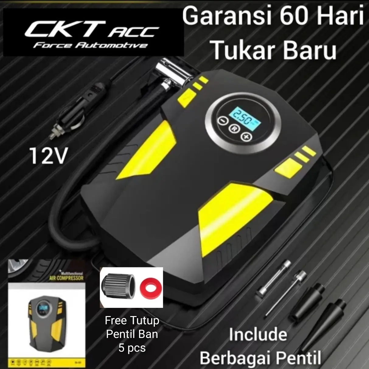 Pompa Ban Mobil 12V Sepeda Motor Elektrik Portable Serbaguna INFLATOR