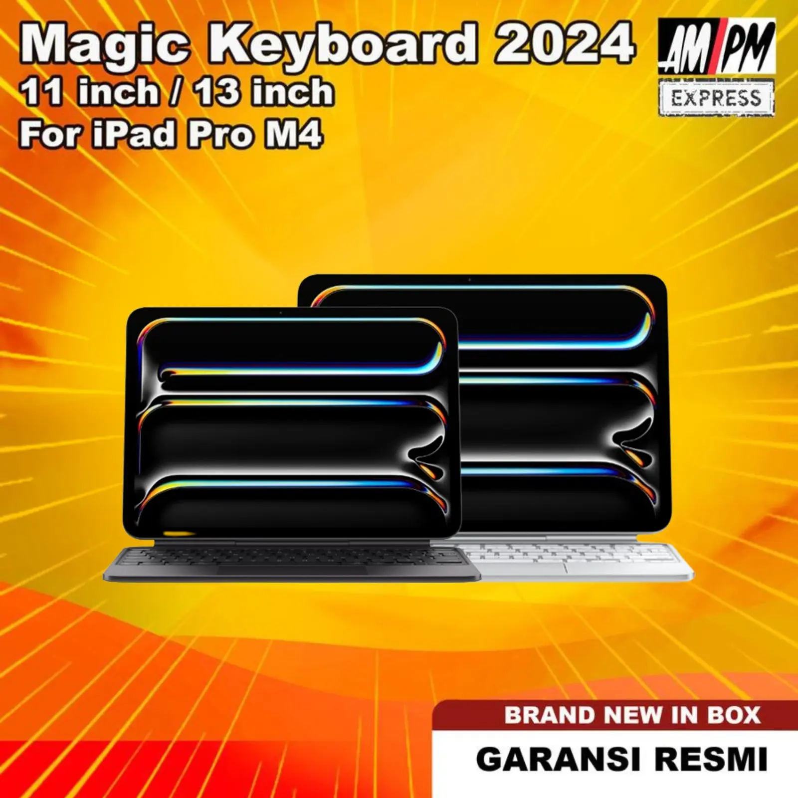 Apple Magic Keyboard for iPad Pro M4 11 inch & 13 inch 2024, Black - White