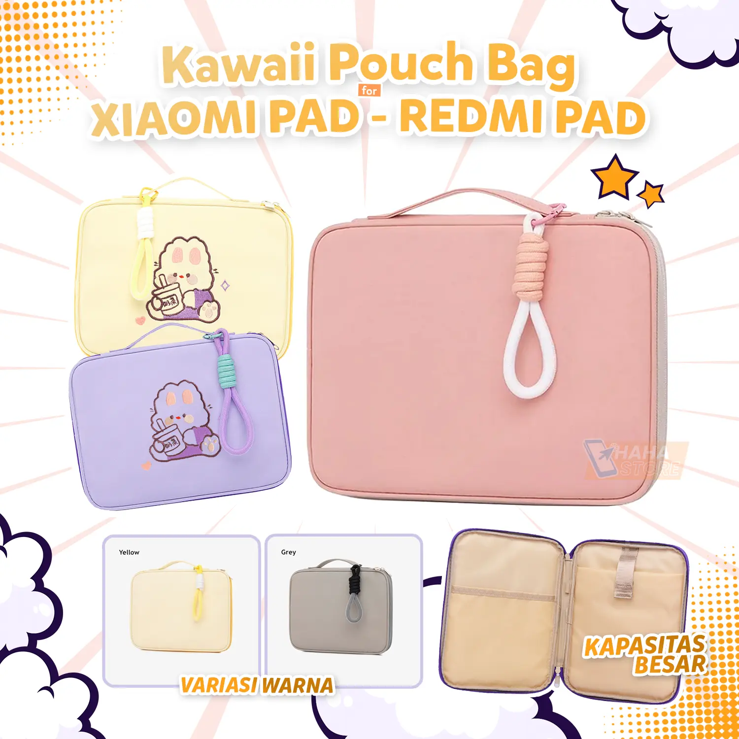 Pouch Bag Korea Style untuk Xiaomi Mi Pad 5 6 Redmi Pad SE 11 10.6  Aesthetic Tas Sleeve Storage Pelindung Tablet Korean Estetik Warna Lucu