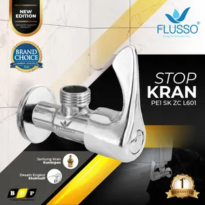 STOP KRAN Single Drat 1/2 Jantung Kuningan FLUSSO Bergaransi | Kran Closet | Stop Kran Wastafel  593