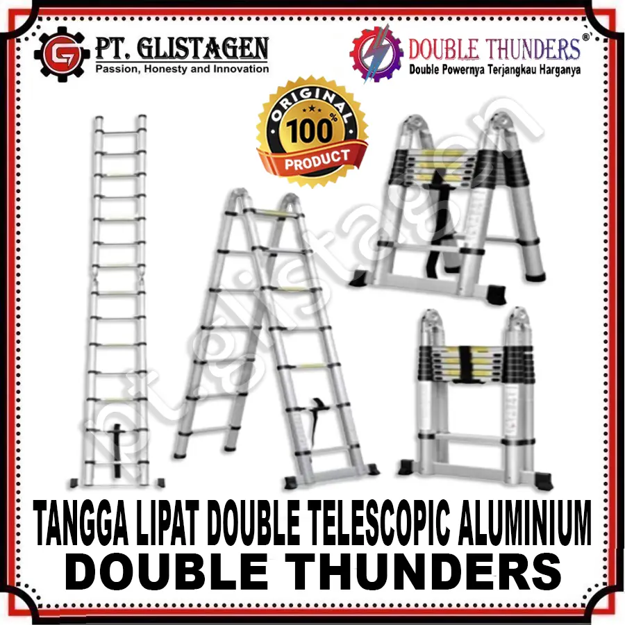 Tangga Teleskopik Aluminium DOUBLE 3.7Meter + 3.7Meter ( 7.4 Meter )