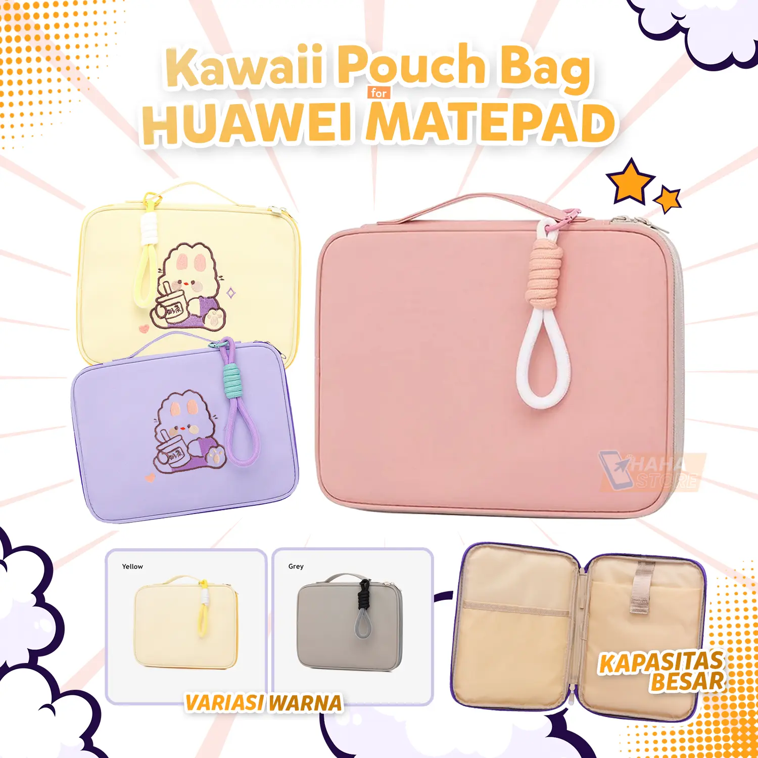 Pouch Bag Korea Style untuk Huawei Matepad 11 11.5 SE Air Papermatte Aesthetic Tas Sleeve Storage Pelindung Tablet Korean Estetik Warna Lucu