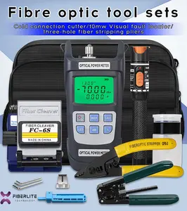 Fiber Optic FTTH Tool Kit FC-6S Fiber Cleaver Optical Power Meter 10mW/10Km VFL FTTH ToolSet Fiber Optik