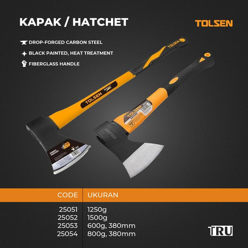 Kapak Gagang Fiberglass / Hatchet Fiberglass Handle Carbon Steel 25051 Tolsen 0