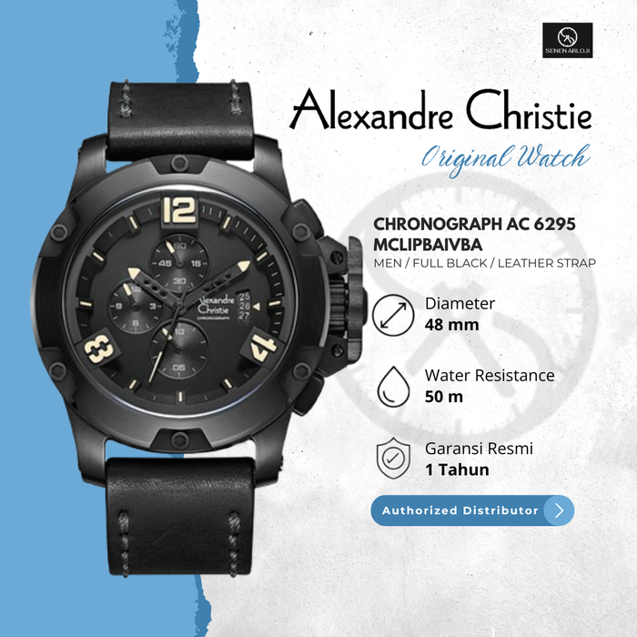 Gambar Jam Tangan Pria Alexandre Christie AC 6295 Original Strap Leather - Fullblack  Quartz Watches dari Senen Arloji Kota Administrasi Jakarta Pusat Tokopedia