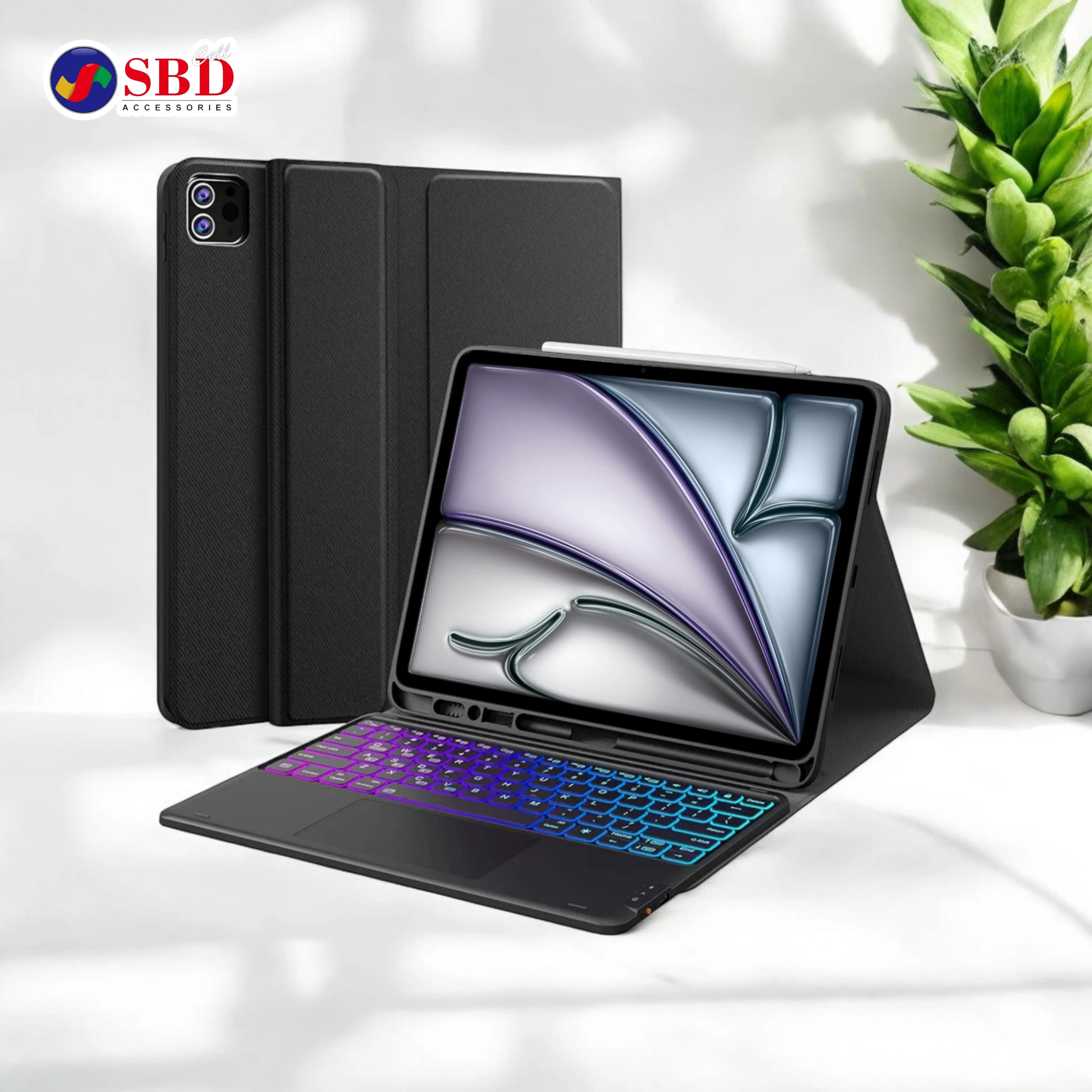 Ultra-thin Smart Keyboard Case Flip Cover Leather Kulit Wireless Magnetic Keyboard Backlight Cocok Untuk iPad Air 6