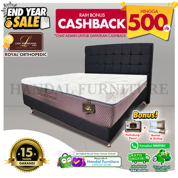 Gambar Full Set Spring bed Lady Americana Royal Orthopedic 160x200 dari Handal Furniture Kab. Tangerang Tokopedia