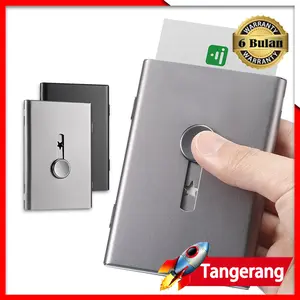 Kotak Tempat Kartu Nama Aluminium Tipe Dorong Tangancard Holder Stainless