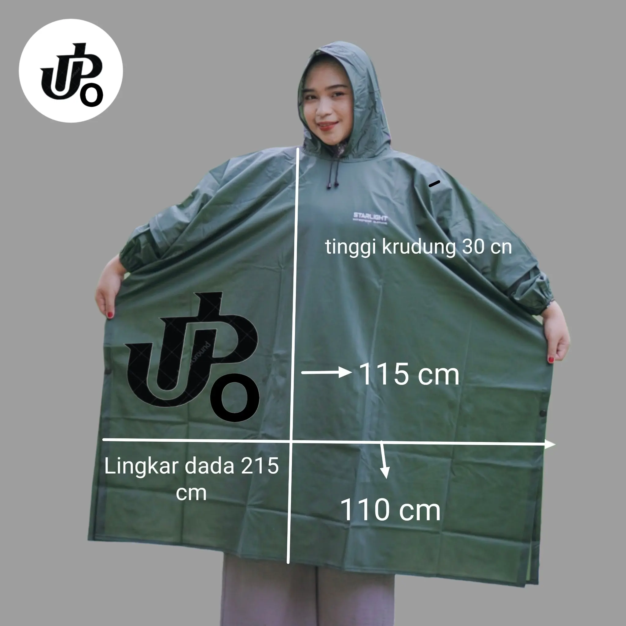 Jas Hujan Ponco Starlight PVC Karet Balon Tebal - Lingkar Dada 215 cm - Pengaman, Motorcycle