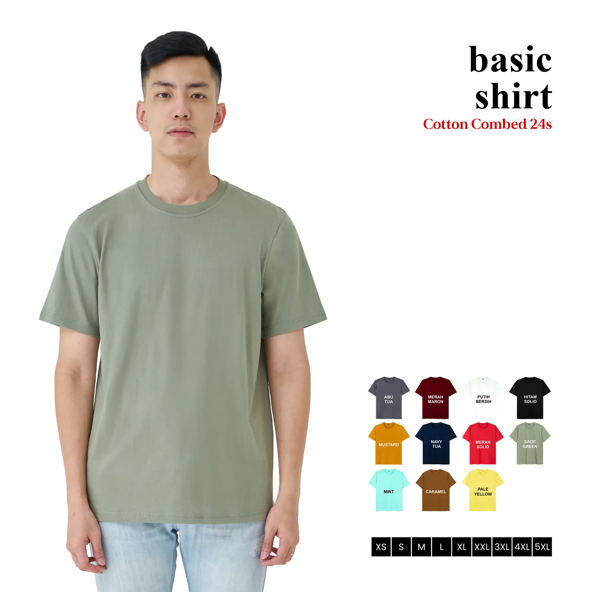 KAOS POLOS PREMIUM COTTON COMBED 24S REGULER FIT T-SHIRT LENGAN PENDEK