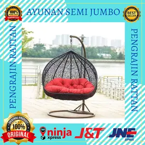 Ayunan Gantung Semi Jumbo Rotan Sintetis Kursi Anak Dewasa Malas Santai Tidur Kekinian Ruang Tamu Teras Taman Minimalis Murah