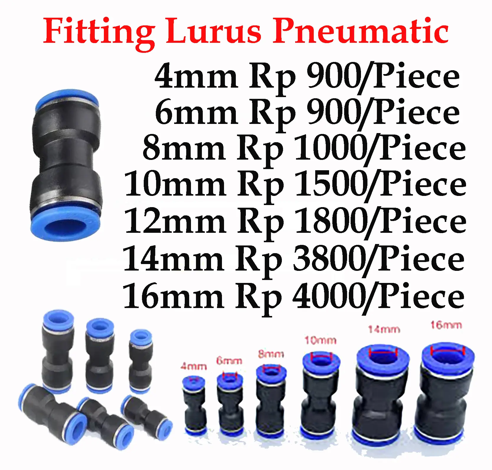 Fitting Pneumatic Lurus PU Slip Lock Selang MPU