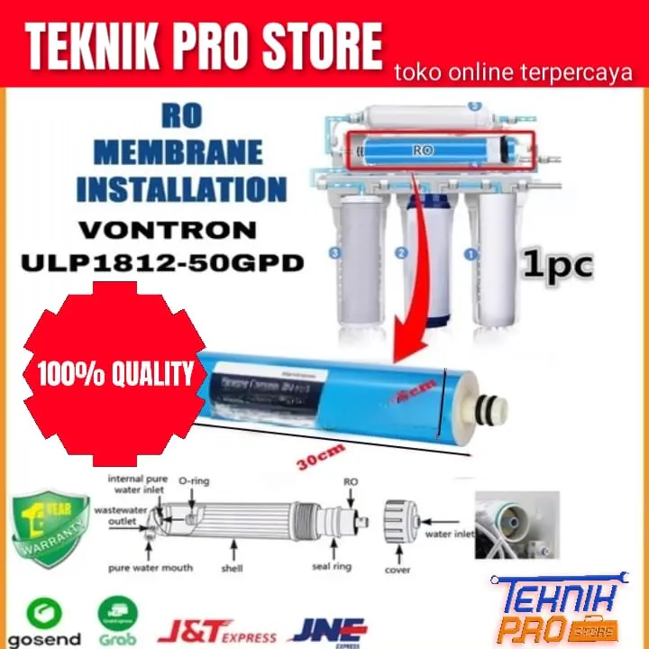 Vontron 50Gpd Membran RO Vontron ULP1812 -50 GPD Original