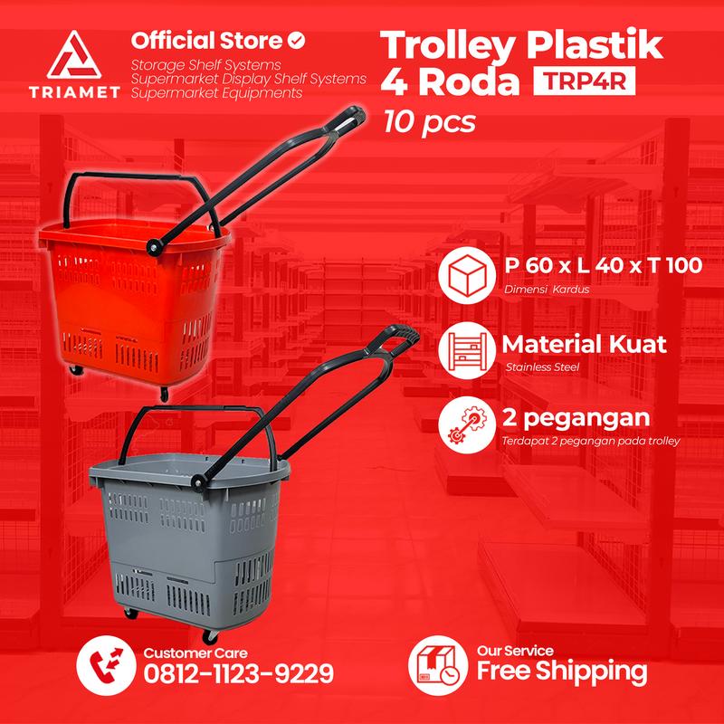 Trolley Plastik 4 roda supermarket 45 Liter 10 PCS - TRP4R - Shop ...