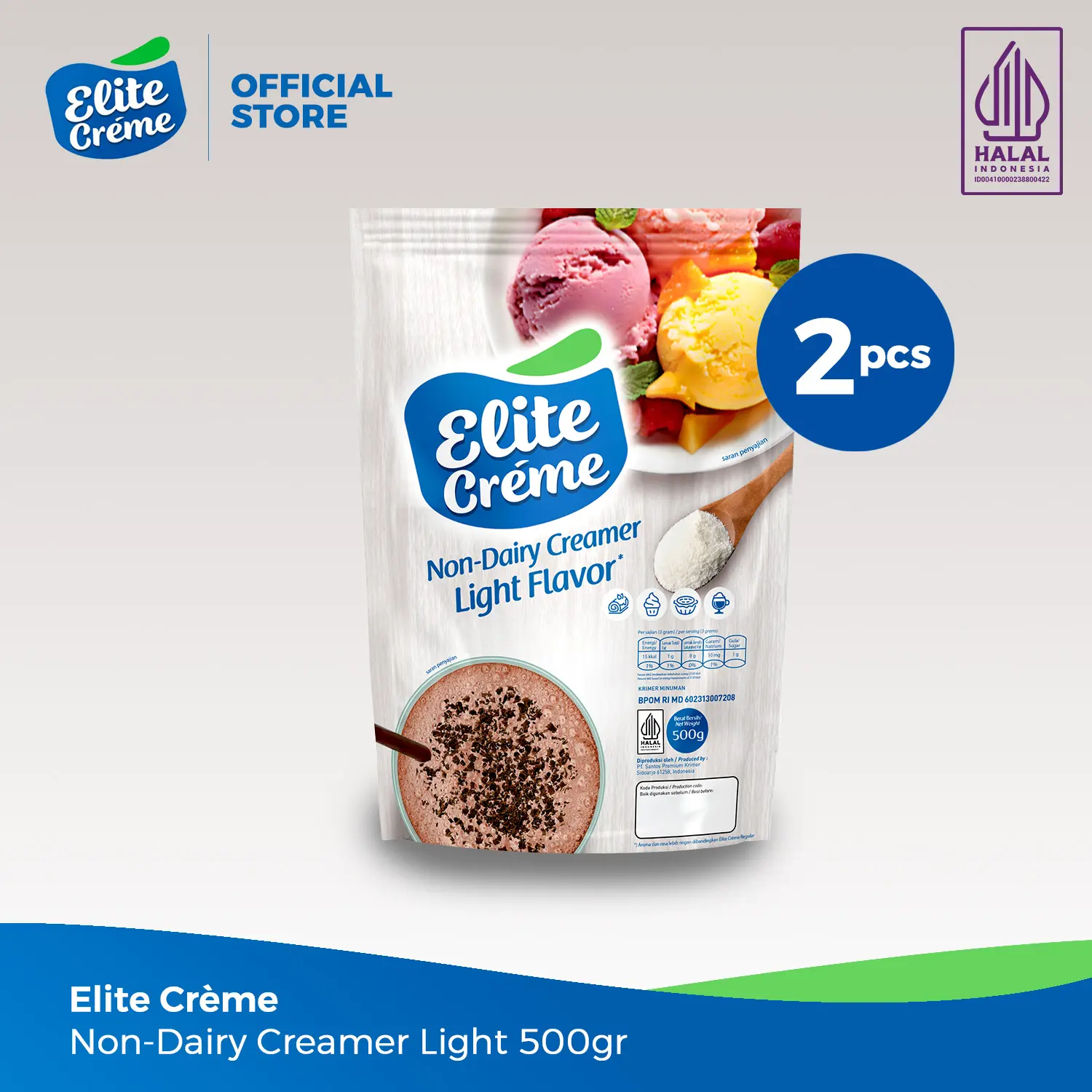 Elite Creme Non Dairy Creamer Light 500gr x 2