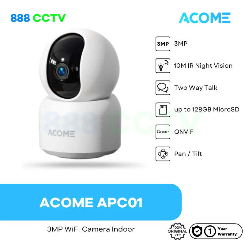 CCTV Wifi ACOME APC01 3MP Support AVARO & TUYA Smart IP Camera Indoor Pan/Tilt