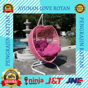 Kursi Ayunan Love Kursi Rotan Sintetis Gantung Anak anak Dewasa Malas Santai Halaman Nyaman Empuk Elegan Modern Mewah Teras Rumah Ruang Tamu Minimalis Murah