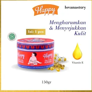 bedak happy talcum powder 150gr kemasan 1 pcs original 100%