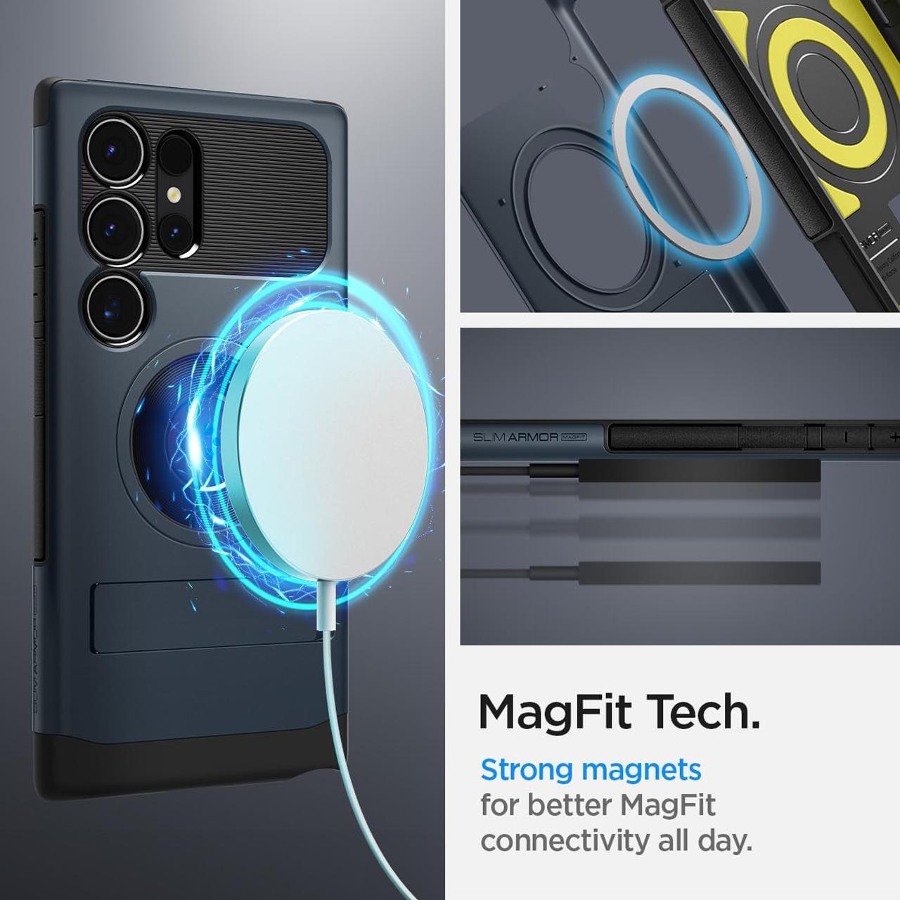 Spigen Galaxy S24 Ultra Case Magsafe Stand Slim Armor MagFit - Metal Slate ACS07188 (Offline SKU)