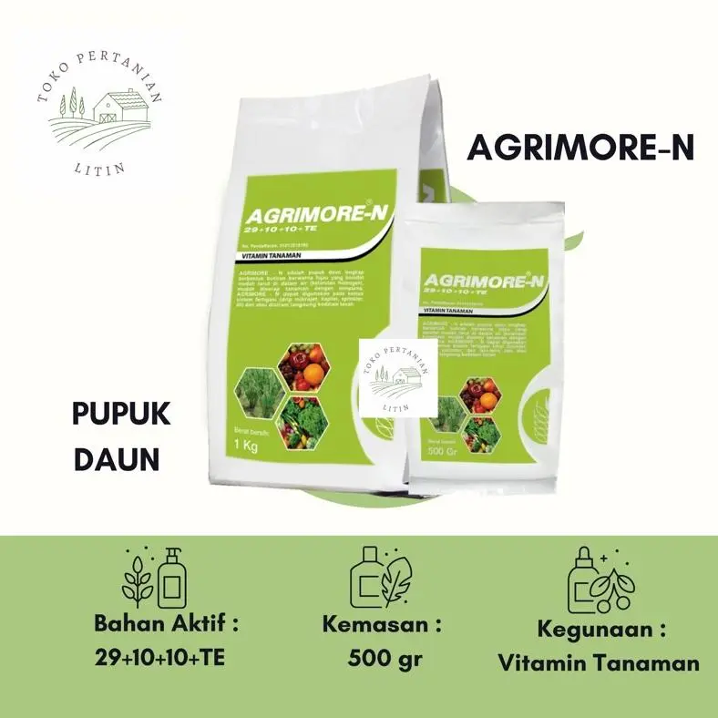 Agrimore-N - 500 Gr (Pupuk Daun) Vitamin Tanaman Masa Perkembangan Vegetatif Pertumbuhan &Pembungaan