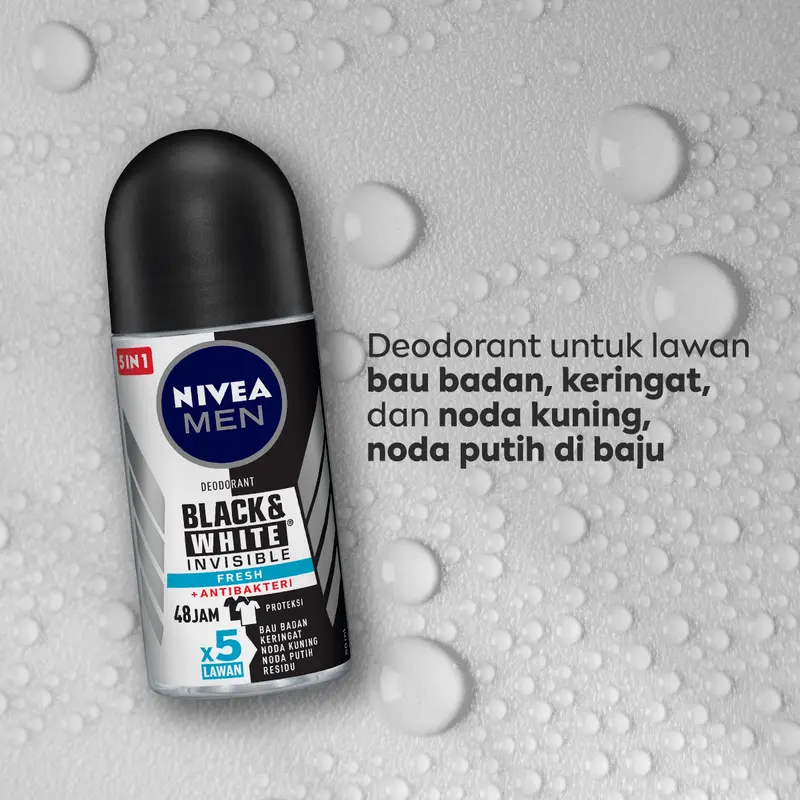 NIVEA MEN Personal Care Deo B&W Fresh Roll On 50ml - Twin Pack 2