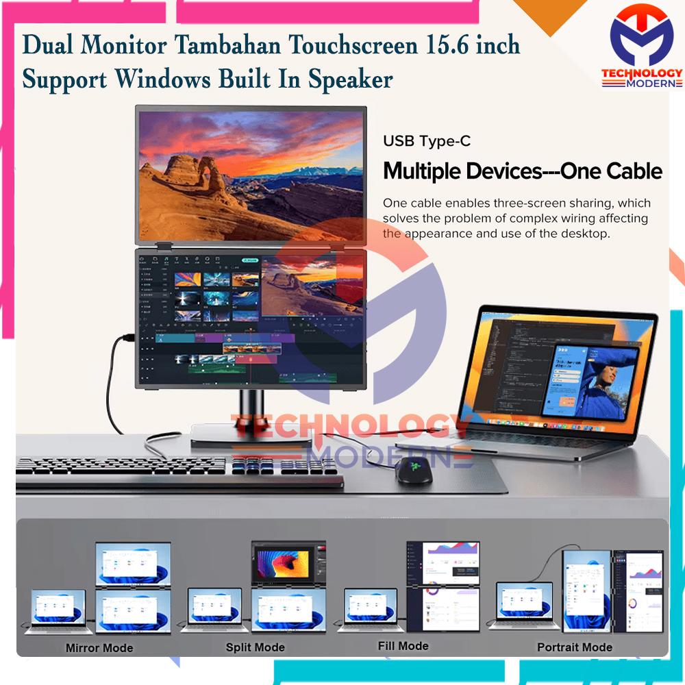 Dual Monitor Portabel 15.6 Inch Touchscreen Extend Display with 360º Flip Windows & Mac Support Surface Phone Xbox PS5