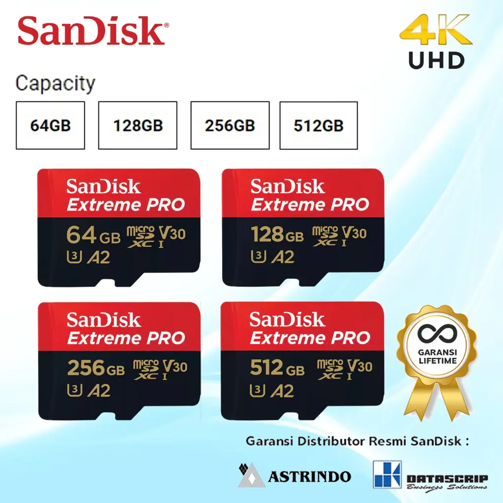 Micro Sd Sandisk 256Gb CL10 170 Mbps A2 Extreme Pro Garansi Resmi