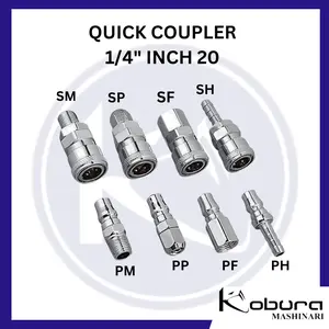 Quick Coupler 20 Varian SM, SF, SP, SH, PM, PF, PP, PH Coupler Connector 1/4" Inch Sambungan Selang Kompressor Angin