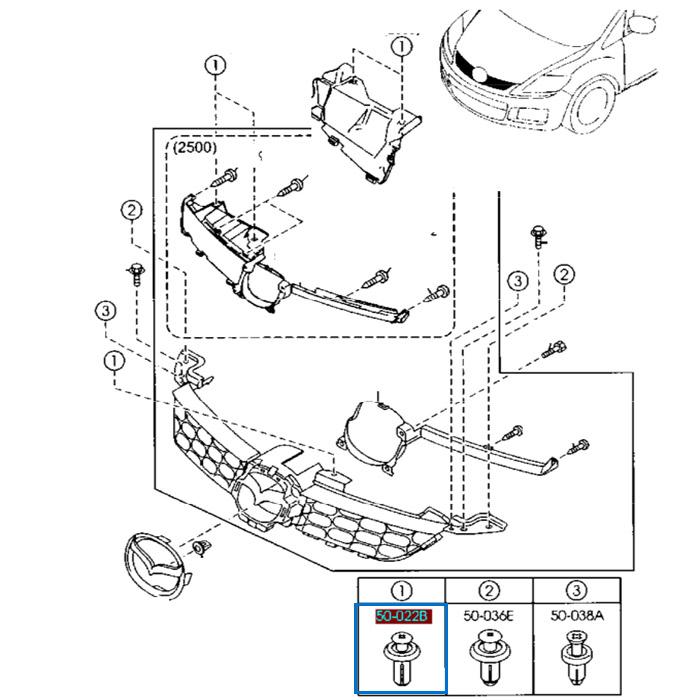 Baut Fastener Mazda CX7 Radiator Grill