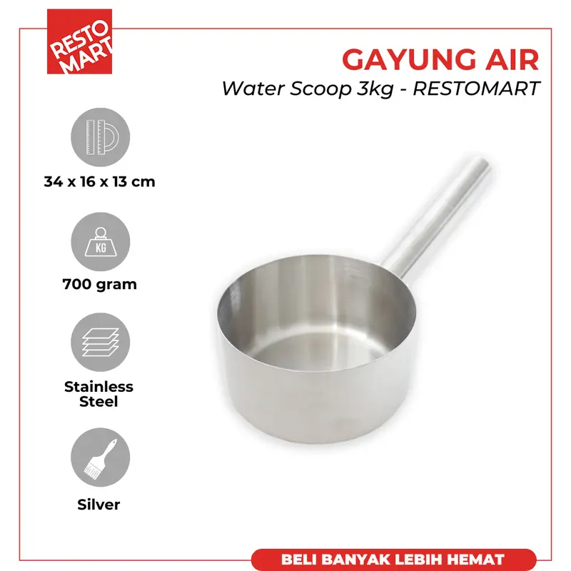 Water Scoop / Gayung Air 3kg RESTOMART Stainless (2716106) 0