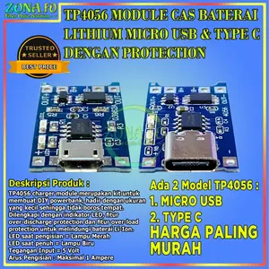 TP4056 Type C To Lithium Battery Charging Module Output 5V 1A Protection / TP4056 Power Bank Li-ion Charger Kit Modul 5V 1A Type C Protection / TP4056 Type C Battery Charging Module Lithium Ion + Protection / TP-4056 Charger Modul Cas Batere Baterai TypeC