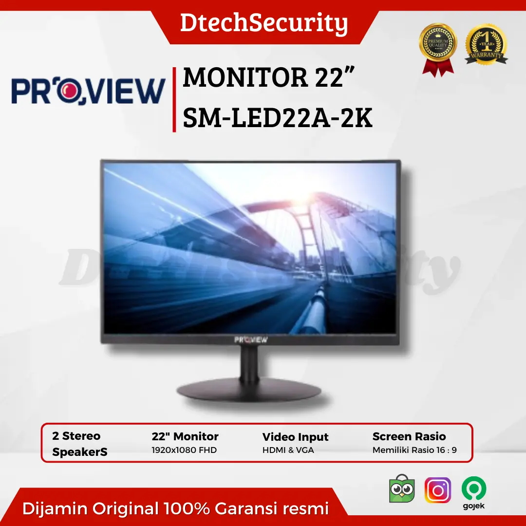 MONITOR LED 22 INCH PROVIEW BUILT IN SPEAKER HDMI-VGA BEST PRODUCT