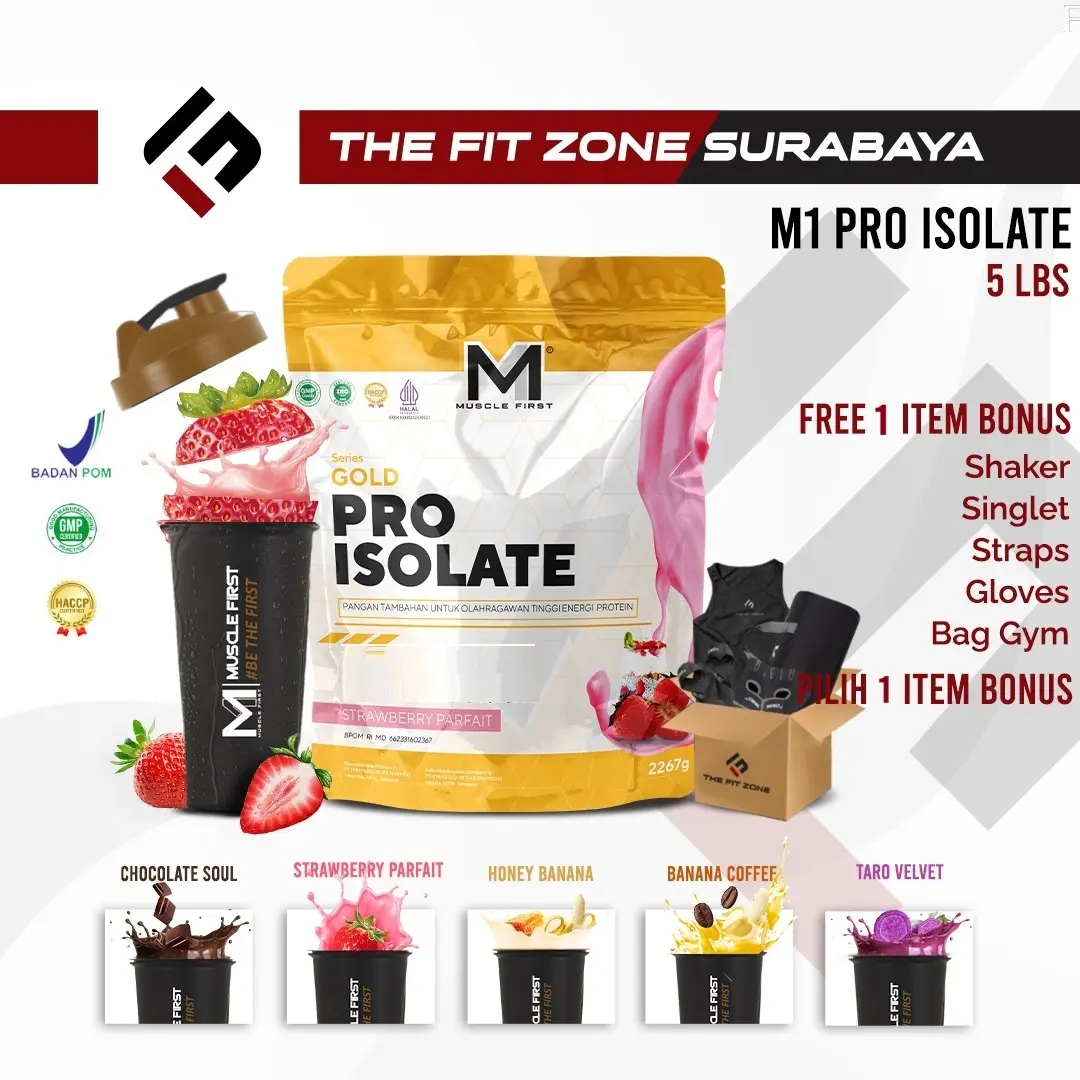 M1 Muscle First Gold Pro Isolate 5 Lbs BPOM Whey Protein Isolate