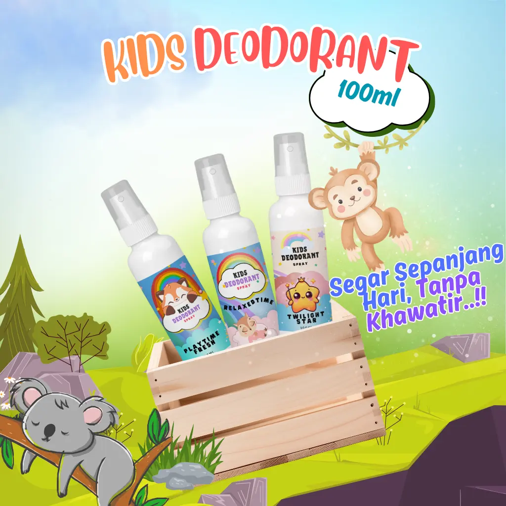 Deodorant Spray Anak 100% - Formula Lembut & Aman Tanpa Alkohol Aroma Baby