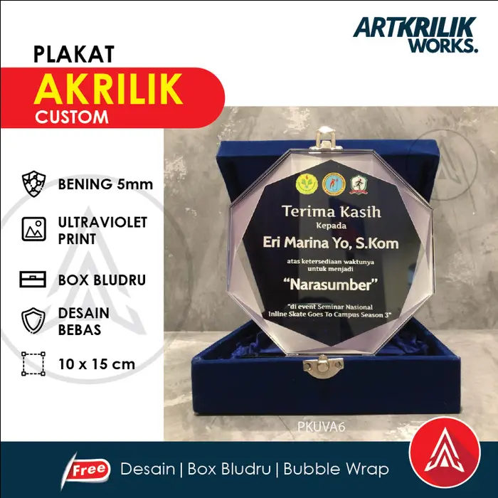 PLAKAT AKRILIK TROPHY WISUDA CUSTOM UKURAN A6 CEPAT BAGUS DAN MURAH
